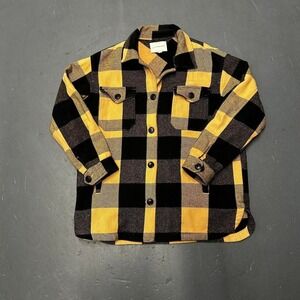 Men's Lucky Brand earth tone light brown and black checkerboard heavy flannel